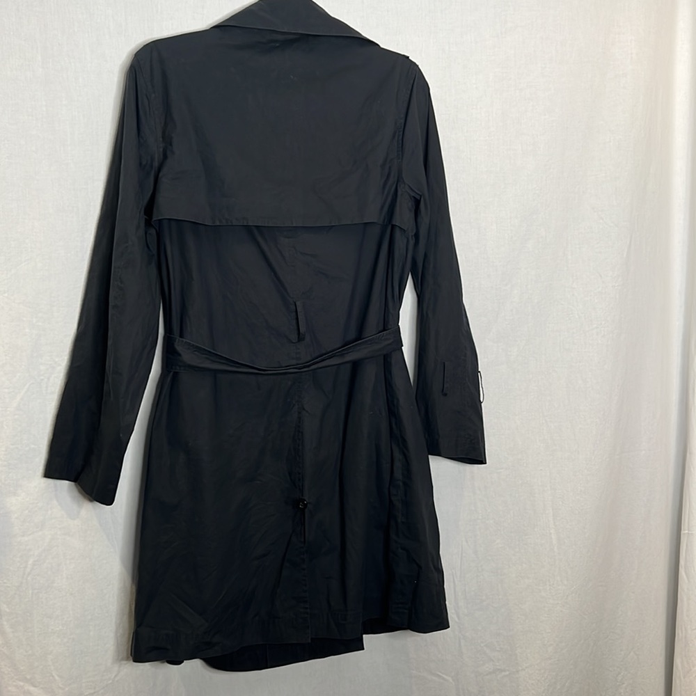 Lightweight Black Cotton Trench, cotton/silk, size 4/6 chic womenswear jacket - Picture 14 of 15